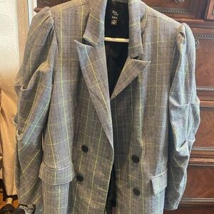 Becca Tilley X Bar III Black And White plaid Checkered Blazer Size Medium